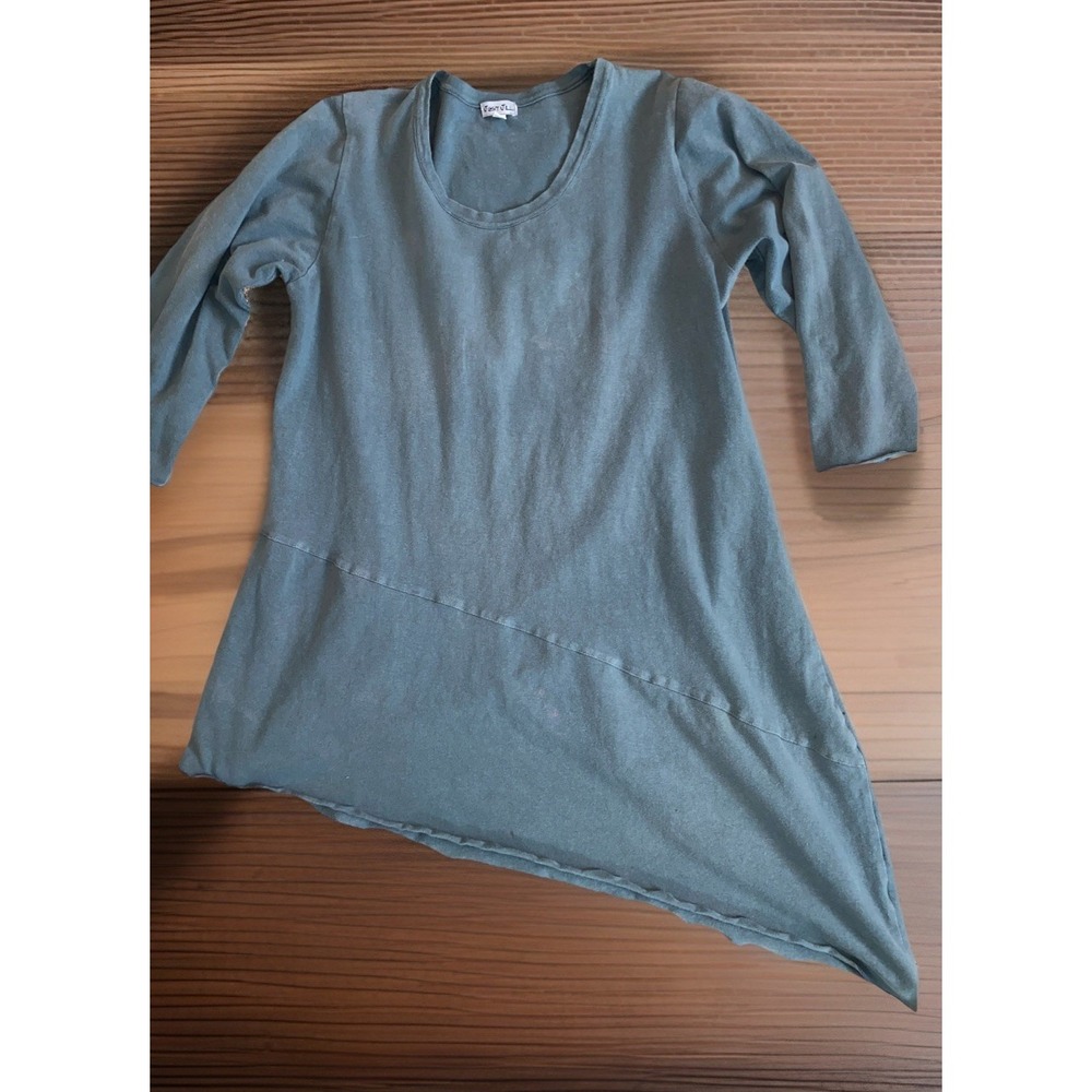 Just Jill Free People Asymmetrical Tunic Top Green Boho Festival Lagenlook Small
